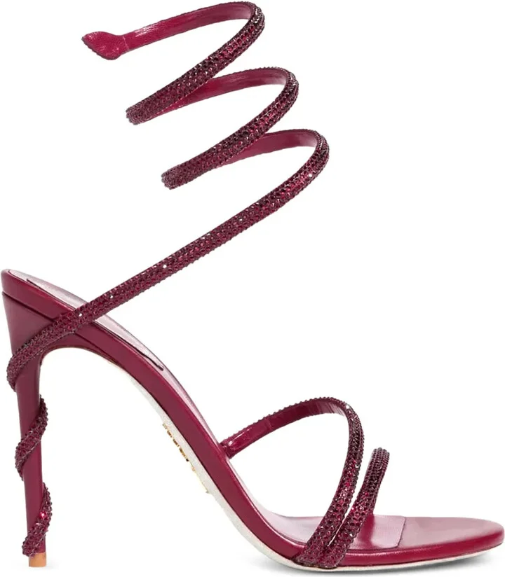 105mm Crystal-Embellished Spiral Sandals