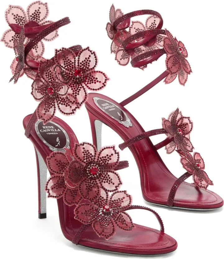 105mm Crystal-Flower Embellished Sandals - Image 2