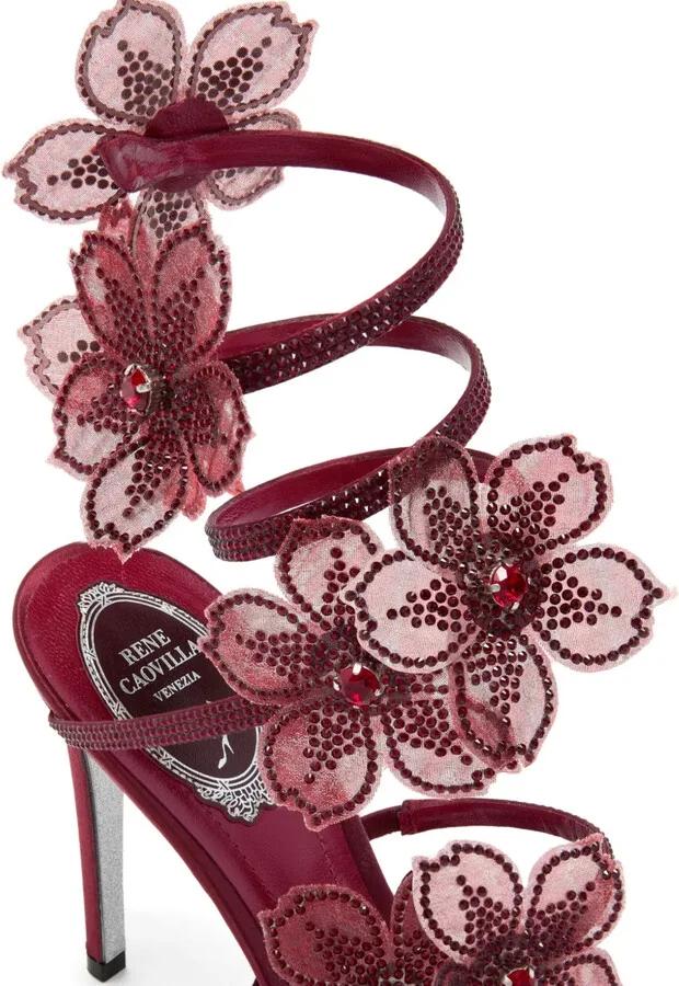 105mm Crystal-Flower Embellished Sandals - Image 3