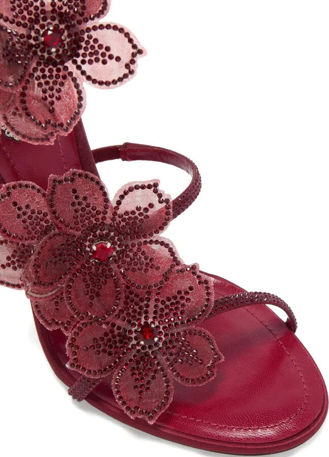 105mm Crystal-Flower Embellished Sandals - Image 4