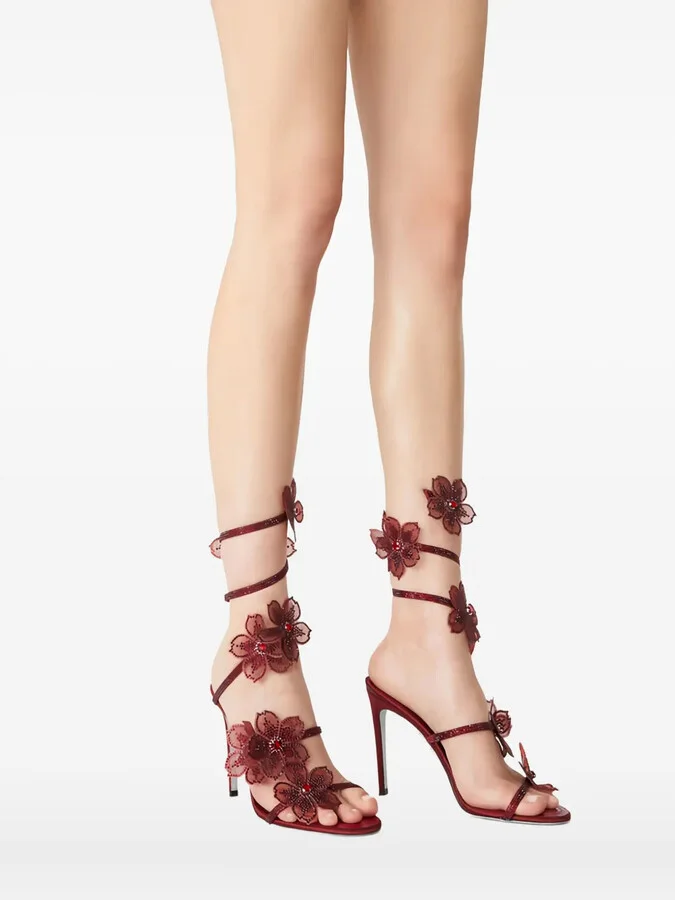 105mm Crystal-Flower Embellished Sandals - Image 5