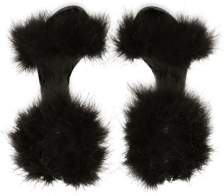 105mm Feather-Trim Leather Sandals - Image 4