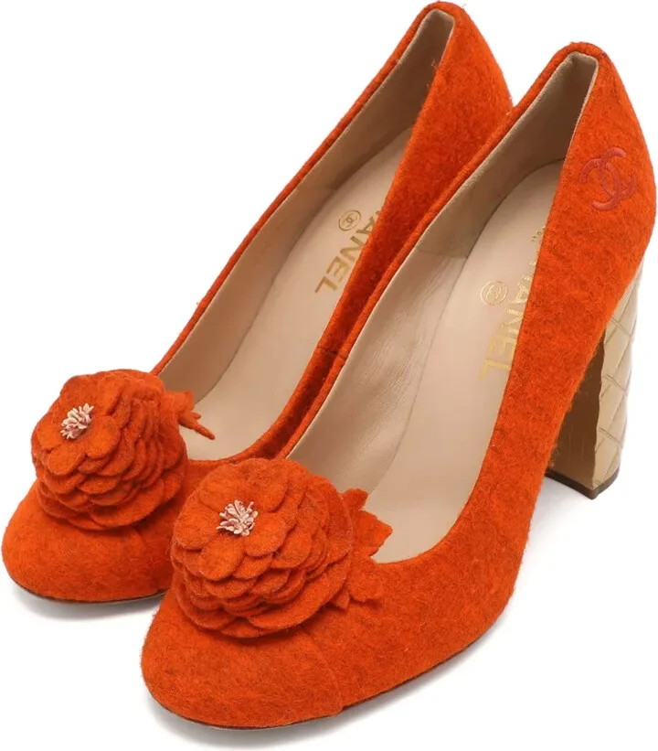 105mm Floral-Appliqué Heeled Pumps - Image 3