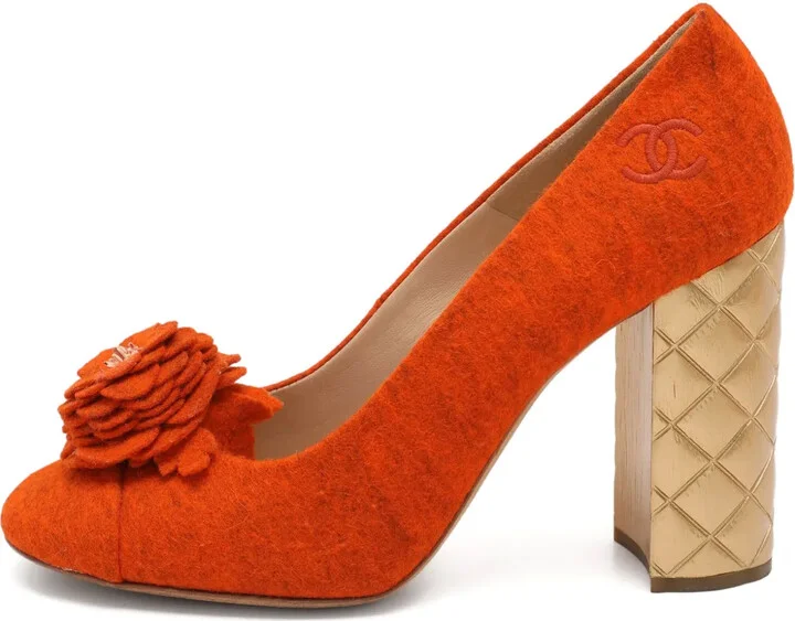 105mm Floral-Appliqué Heeled Pumps