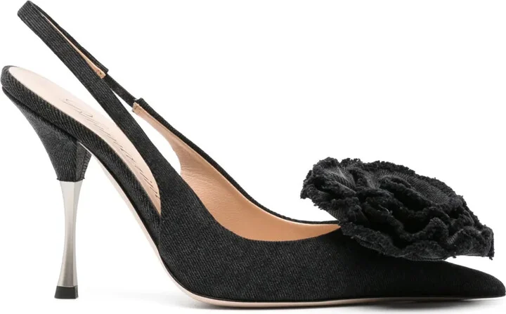 105mm Floral-Appliqué Pumps
