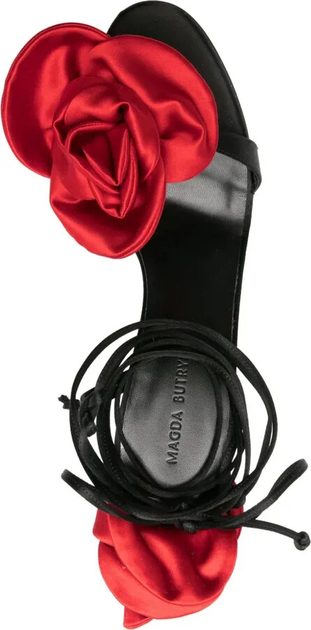 105mm Floral-Appliqué Satin Sandals - Image 4