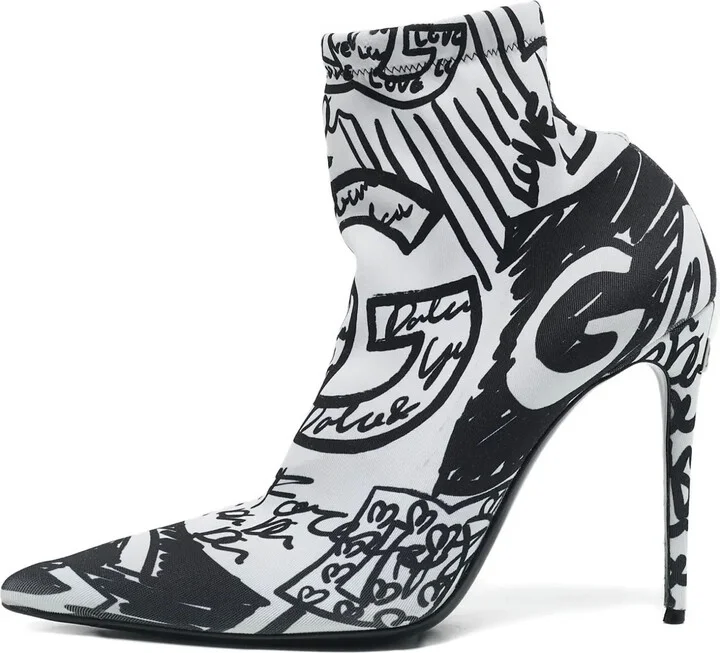 105mm Graffiti-Print Pumps