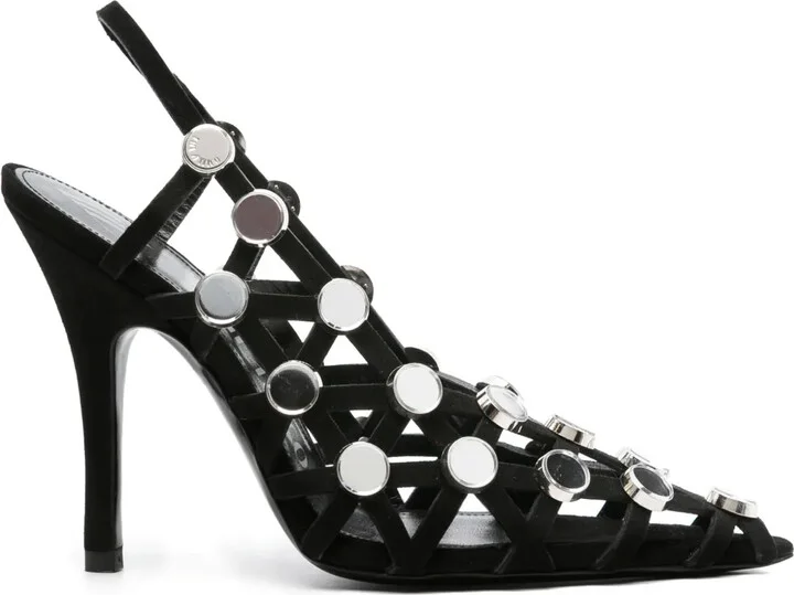 105mm Grid rhinestone-embellished pumps
