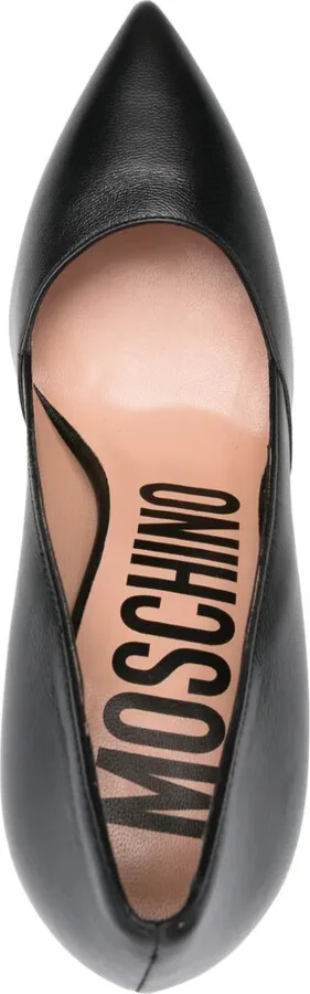 105mm Heart-Appliqué Leather Pumps - Image 4