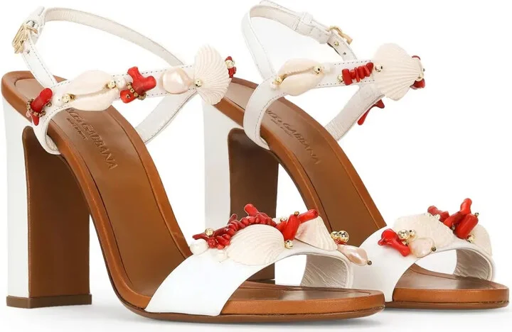 105mm Keira coral-embroidered sandals - Image 2