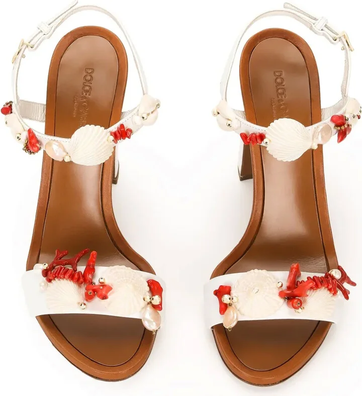 105mm Keira coral-embroidered sandals - Image 4