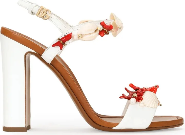 105mm Keira coral-embroidered sandals
