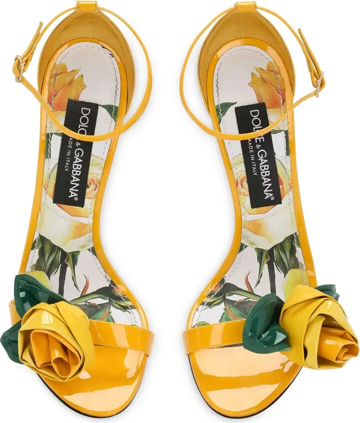 105mm Keira floral-appliqué leather sandals - Image 4