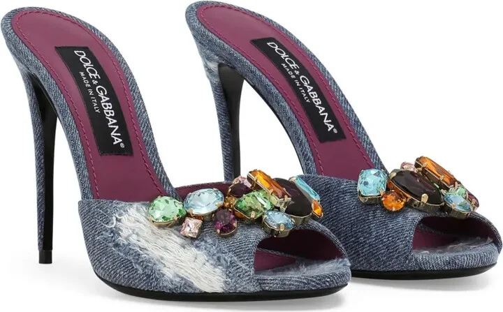 105mm Keira patchwork denim sandals - Image 2