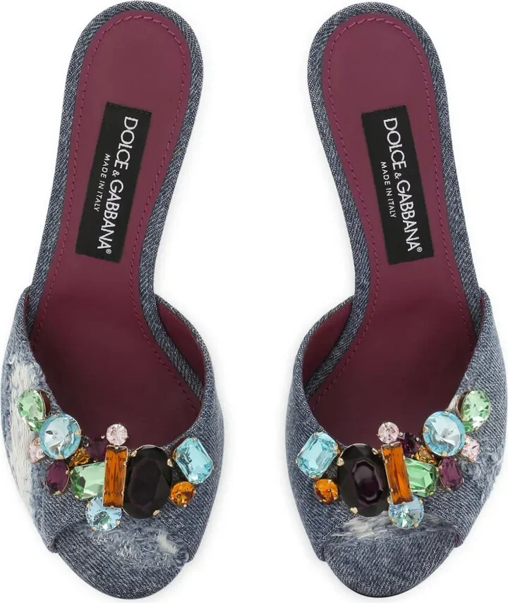 105mm Keira patchwork denim sandals - Image 4