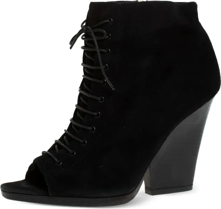 105mm Lace-Up Peep-Toe Ankle Boots