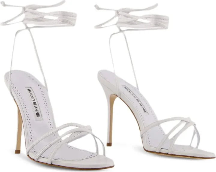 105mm Leather Ankle-Tie Sandals - Image 3