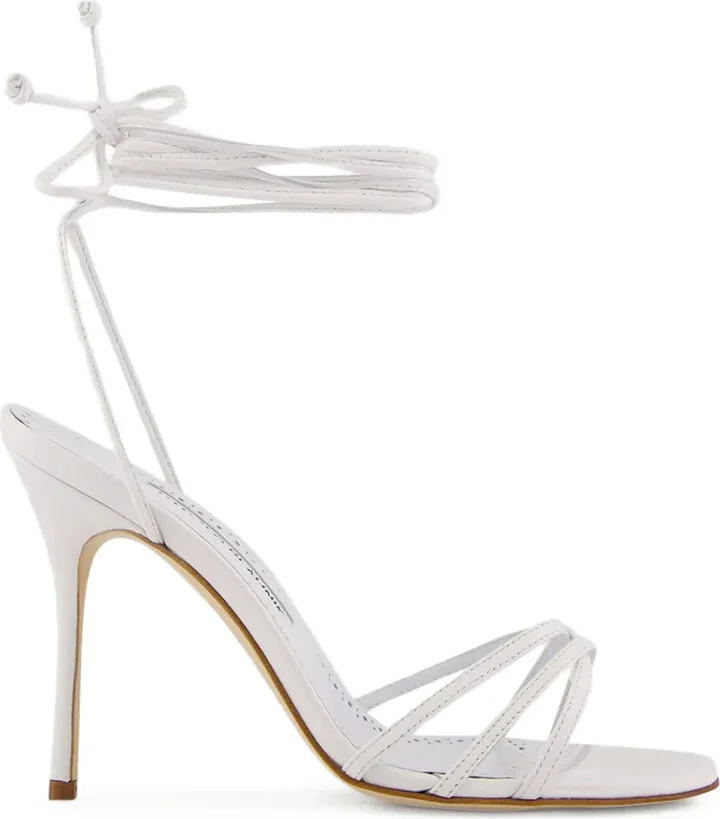105mm Leather Ankle-Tie Sandals