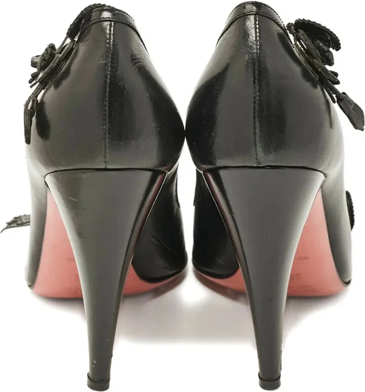 105mm Leather Flower-Detail Pumps - Image 3