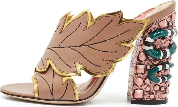 105mm Leather Heeled Mules
