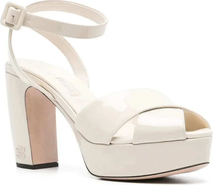 105mm Leather Platform Sandals - Image 2