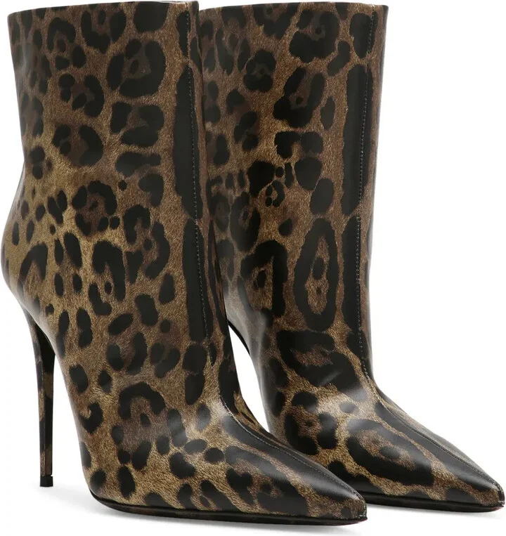 105mm Leopard-Print Leather Boots - Image 2