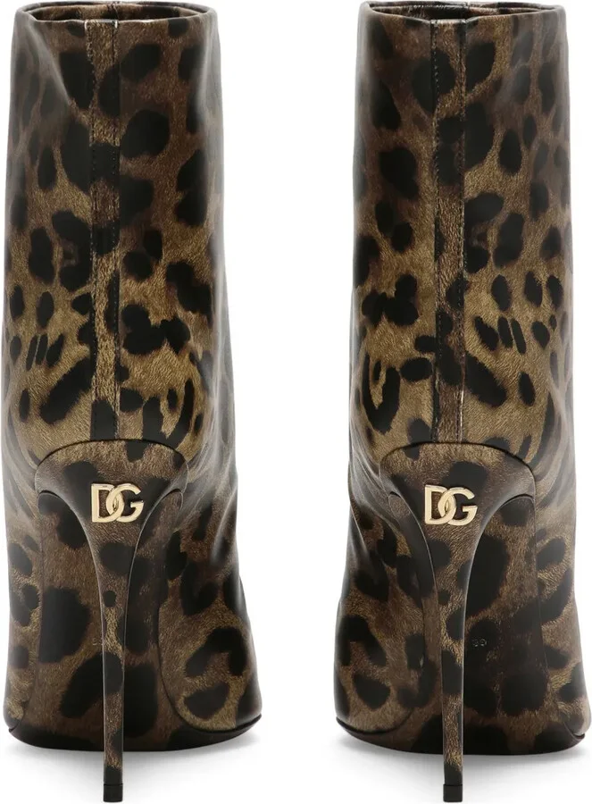 105mm Leopard-Print Leather Boots - Image 3