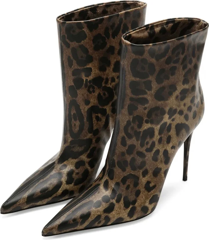 105mm Leopard-Print Leather Boots - Image 4