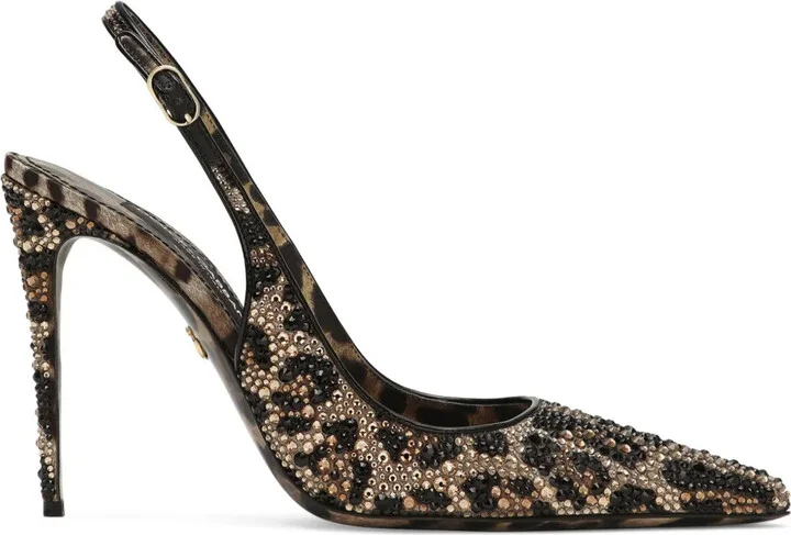 105mm Leopard-Print Leather Pumps
