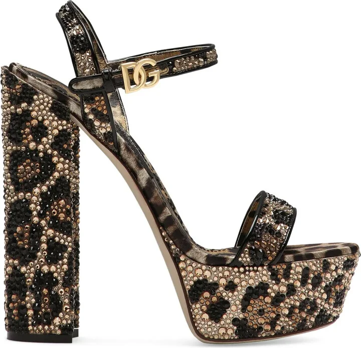 105mm Leopard-Print Platform Sandals