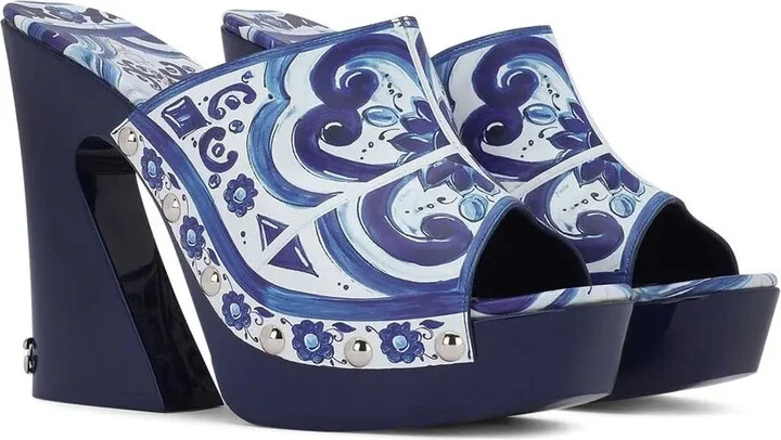 105mm Majolica-print platform clogs - Image 2