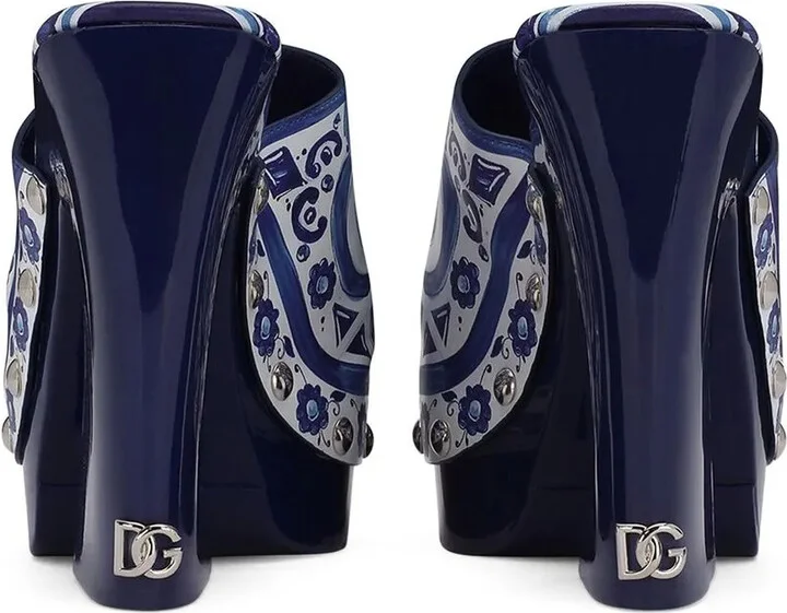 105mm Majolica-print platform clogs - Image 3