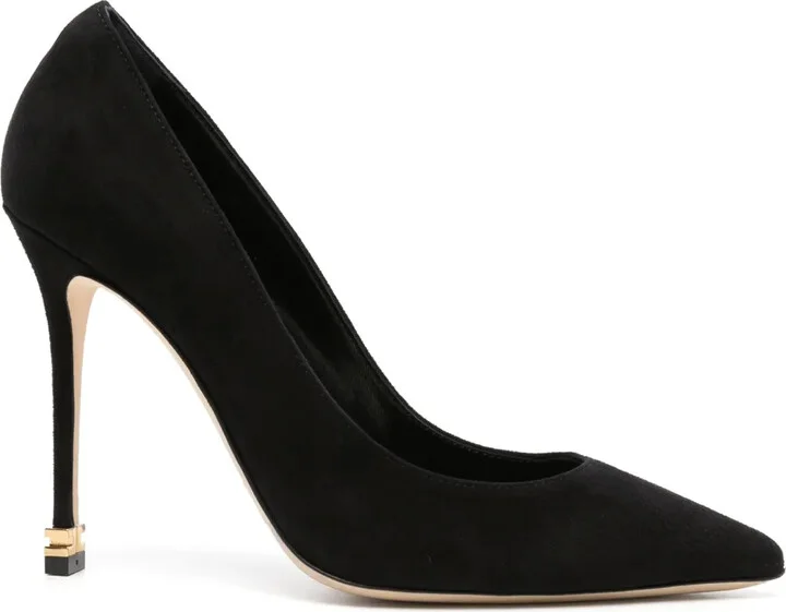 105mm Metal-Logo Suede Pumps