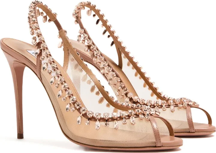 105mm Open-Toe Slingback Heeled Pumps - Image 2