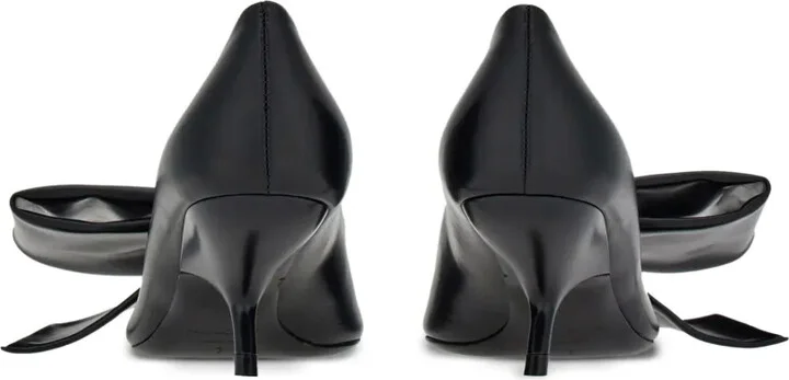 105mm Oversized-Bow Leather Pumps - Image 3