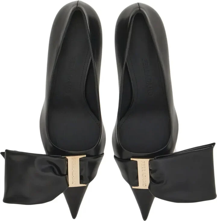 105mm Oversized-Bow Leather Pumps - Image 4