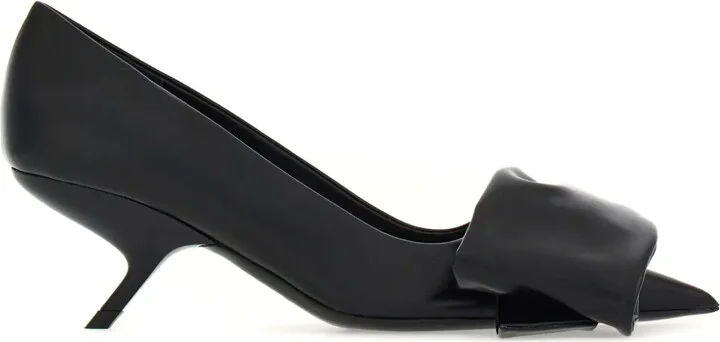 105mm Oversized-Bow Leather Pumps