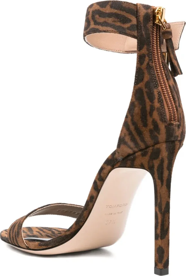 105mm Padlock-Detail Leopard-Print Sandals - Image 3