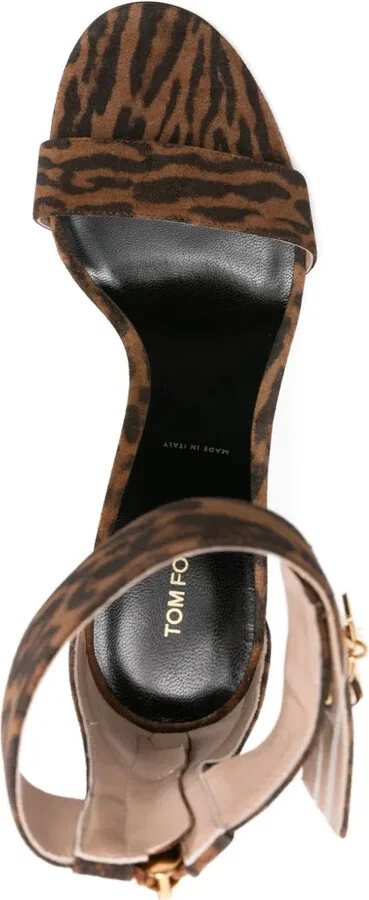 105mm Padlock-Detail Leopard-Print Sandals - Image 4
