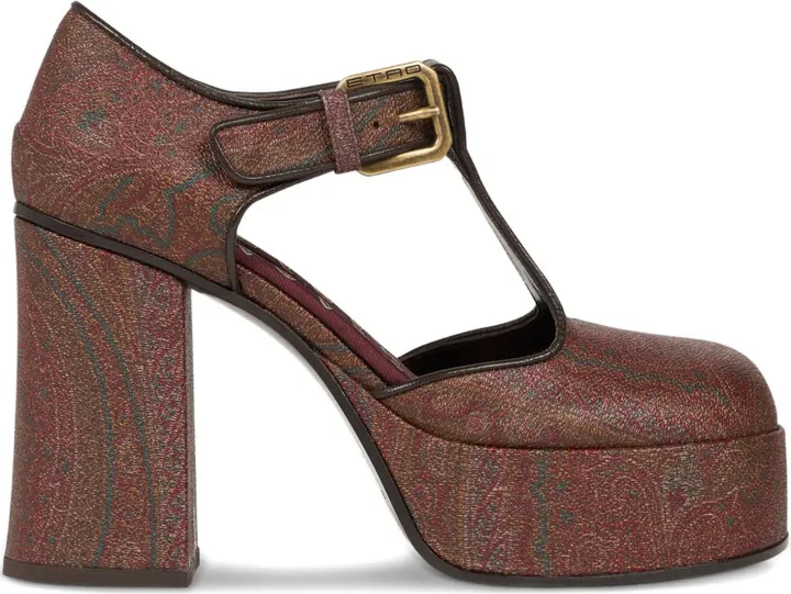 105mm Paisley-Print Platform Pumps