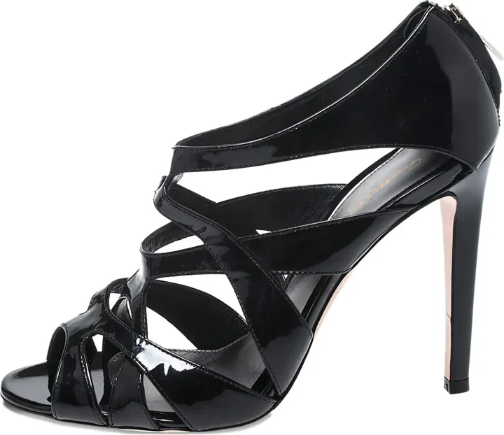 105mm Patent-Leather Cage Sandals