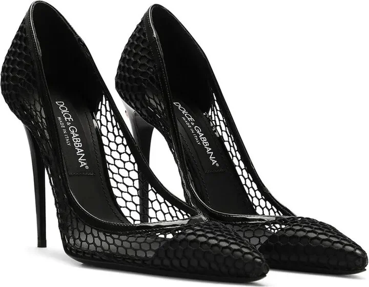 105mm Patent Leather Mesh Pumps - Image 2