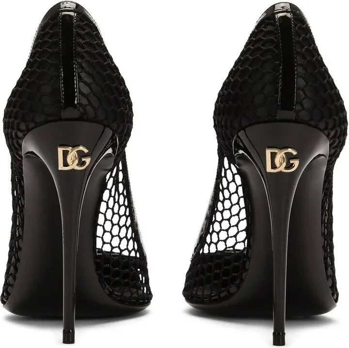 105mm Patent Leather Mesh Pumps - Image 3