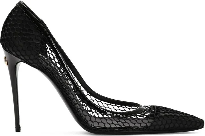 105mm Patent Leather Mesh Pumps