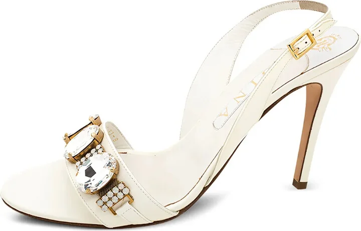 105mm Patent Leather Slingback Crystal-Embellished Sandals