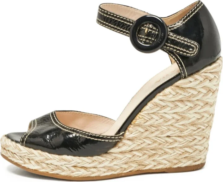 105mm Patent Wedge Espadrilles
