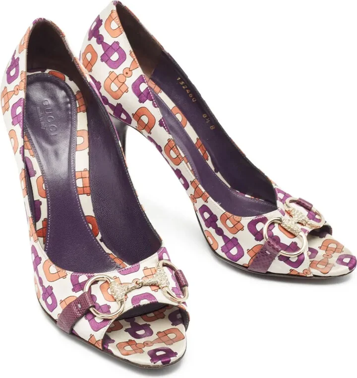 105mm Peep-Toe Patterned Pumps - Image 2