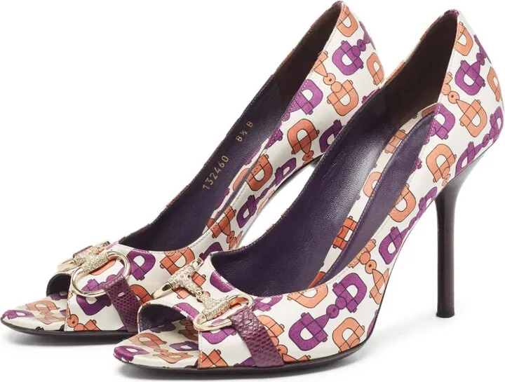 105mm Peep-Toe Patterned Pumps - Image 4