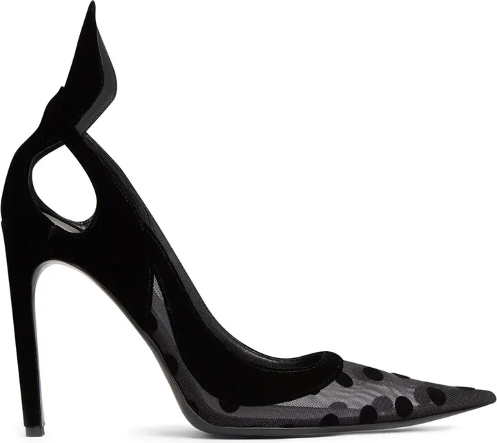 105mm Polka-Dot Tulle Pumps