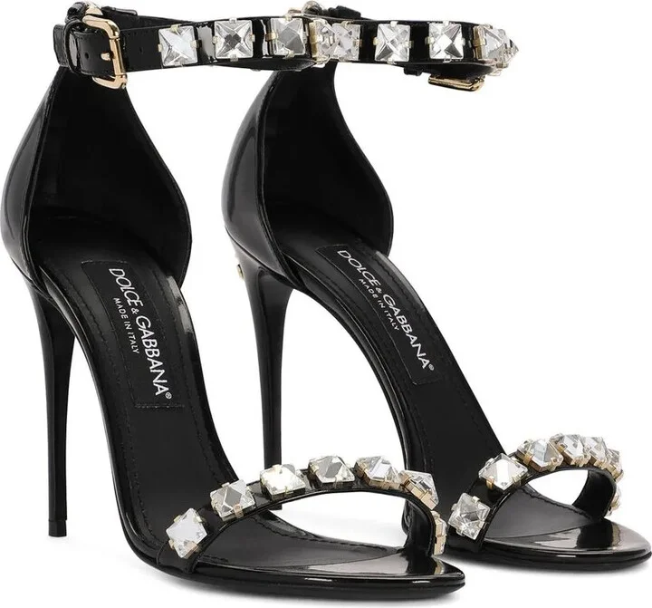 105mm Rhinestone-Embellished Leather Sandals - Image 2